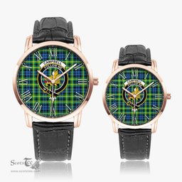 Scottish Campbell of Breadalbane Ancient Family Crest Quartz Watch With Leather Strap - Tartan Watch Instafamous Quartz Leather Strap Plaid Watch Scottish Plaid Tartan Plaid - ScotsTee - scotstee.com