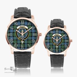 Scottish MacKay Ancient Family Crest Quartz Watch With Leather Strap - Tartan Watch Instafamous Quartz Leather Strap Plaid Watch Scottish Plaid Tartan Plaid - ScotsTee - scotstee.com