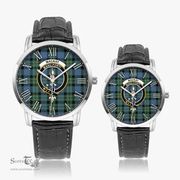 Scottish MacKay Ancient Family Crest Quartz Watch With Leather Strap - Tartan Watch Instafamous Quartz Leather Strap Plaid Watch Scottish Plaid Tartan Plaid - ScotsTee - scotstee.com