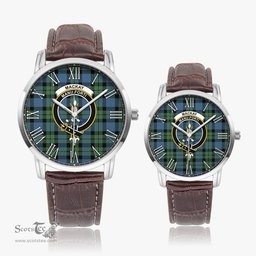 Scottish MacKay Ancient Family Crest Quartz Watch With Leather Strap - Tartan Watch Instafamous Quartz Leather Strap Plaid Watch Scottish Plaid Tartan Plaid - ScotsTee - scotstee.com