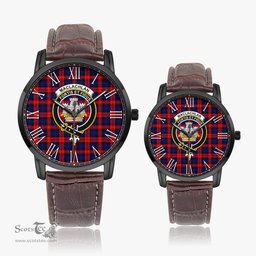 Scottish MacLachlan Modern Family Crest Quartz Watch With Leather Strap - Tartan Watch Instafamous Quartz Leather Strap Plaid Watch Scottish Plaid Tartan Plaid - ScotsTee - scotstee.com