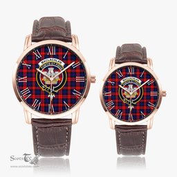 Scottish MacLachlan Modern Family Crest Quartz Watch With Leather Strap - Tartan Watch Instafamous Quartz Leather Strap Plaid Watch Scottish Plaid Tartan Plaid - ScotsTee - scotstee.com