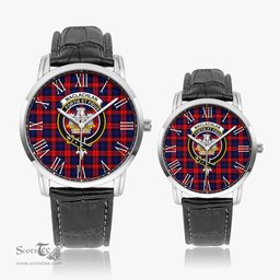 Scottish MacLachlan Modern Family Crest Quartz Watch With Leather Strap - Tartan Watch Instafamous Quartz Leather Strap Plaid Watch Scottish Plaid Tartan Plaid - ScotsTee - scotstee.com