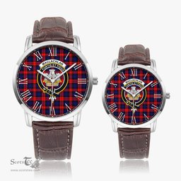 Scottish MacLachlan Modern Family Crest Quartz Watch With Leather Strap - Tartan Watch Instafamous Quartz Leather Strap Plaid Watch Scottish Plaid Tartan Plaid - ScotsTee - scotstee.com