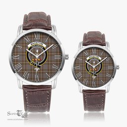 Scottish MacIntyre Hunting Weathered Family Crest Quartz Watch With Leather Strap - Tartan Watch Instafamous Quartz Leather Strap Plaid Watch Scottish Plaid Tartan Plaid - ScotsTee - scotstee.com