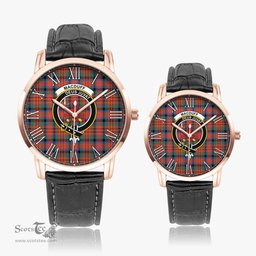 Scottish MacDuff Ancient Family Crest Quartz Watch With Leather Strap - Tartan Watch Instafamous Quartz Leather Strap Plaid Watch Scottish Plaid Tartan Plaid - ScotsTee - scotstee.com