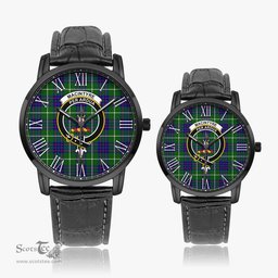 Scottish MacIntyre Hunting Modern Family Crest Quartz Watch With Leather Strap - Tartan Watch Instafamous Quartz Leather Strap Plaid Watch Scottish Plaid Tartan Plaid - ScotsTee - scotstee.com