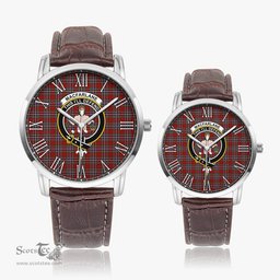 Scottish MacFarlane Red Family Crest Quartz Watch With Leather Strap - Tartan Watch Instafamous Quartz Leather Strap Plaid Watch Scottish Plaid Tartan Plaid - ScotsTee - scotstee.com