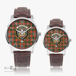 Scottish MacLachlan Hunting Modern Family Crest Quartz Watch With Leather Strap - Tartan Watch Instafamous Quartz Leather Strap Plaid Watch Scottish Plaid Tartan Plaid - ScotsTee - scotstee.com