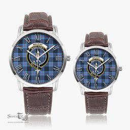 Scottish MacKay Blue Family Crest Quartz Watch With Leather Strap - Tartan Watch Instafamous Quartz Leather Strap Plaid Watch Scottish Plaid Tartan Plaid - ScotsTee - scotstee.com