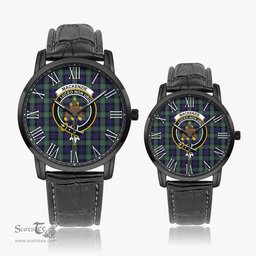 Scottish MacKenzie Hunting Green Family Crest Quartz Watch With Leather Strap - Tartan Watch Instafamous Quartz Leather Strap Plaid Watch Scottish Plaid Tartan Plaid - ScotsTee - scotstee.com
