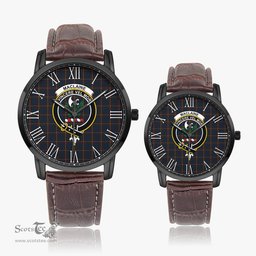 Scottish MacLaine of Lochbuie Hunting Family Crest Quartz Watch With Leather Strap - Tartan Watch Instafamous Quartz Leather Strap Plaid Watch Scottish Plaid Tartan Plaid - ScotsTee - scotstee.com