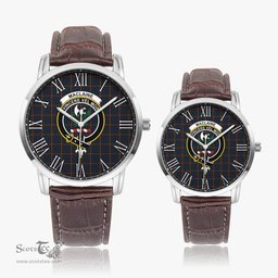 Scottish MacLaine of Lochbuie Hunting Family Crest Quartz Watch With Leather Strap - Tartan Watch Instafamous Quartz Leather Strap Plaid Watch Scottish Plaid Tartan Plaid - ScotsTee - scotstee.com
