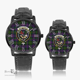 Scottish MacDonald Family Crest Quartz Watch With Leather Strap - Tartan Watch Instafamous Quartz Leather Strap Plaid Watch Scottish Plaid Tartan Plaid - ScotsTee - scotstee.com