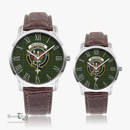 Scottish MacKinnon Hunting Family Crest Quartz Watch With Leather Strap - Tartan Watch Instafamous Quartz Leather Strap Plaid Watch Scottish Plaid Tartan Plaid - ScotsTee - scotstee.com