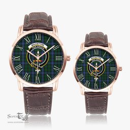 Scottish MacIntyre Family Crest Quartz Watch With Leather Strap - Tartan Watch Instafamous Quartz Leather Strap Plaid Watch Scottish Plaid Tartan Plaid - ScotsTee - scotstee.com
