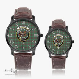 Scottish MacKinnon Hunting Ancient Family Crest Quartz Watch With Leather Strap - Tartan Watch Instafamous Quartz Leather Strap Plaid Watch Scottish Plaid Tartan Plaid - ScotsTee - scotstee.com