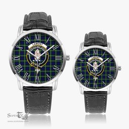 Scottish Lamont Modern Family Crest Quartz Watch With Leather Strap - Tartan Watch Instafamous Quartz Leather Strap Plaid Watch Scottish Plaid Tartan Plaid - ScotsTee - scotstee.com
