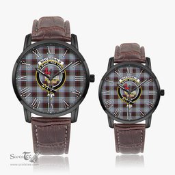 Scottish MacDonald Dress Ancient Family Crest Quartz Watch With Leather Strap - Tartan Watch Instafamous Quartz Leather Strap Plaid Watch Scottish Plaid Tartan Plaid - ScotsTee - scotstee.com