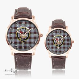 Scottish MacDonald Dress Ancient Family Crest Quartz Watch With Leather Strap - Tartan Watch Instafamous Quartz Leather Strap Plaid Watch Scottish Plaid Tartan Plaid - ScotsTee - scotstee.com