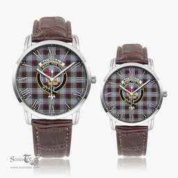 Scottish MacDonald Dress Ancient Family Crest Quartz Watch With Leather Strap - Tartan Watch Instafamous Quartz Leather Strap Plaid Watch Scottish Plaid Tartan Plaid - ScotsTee - scotstee.com