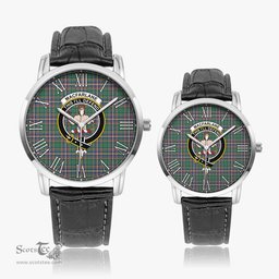 Scottish MacFarlane Hunting Ancient Family Crest Quartz Watch With Leather Strap - Tartan Watch Instafamous Quartz Leather Strap Plaid Watch Scottish Plaid Tartan Plaid - ScotsTee - scotstee.com