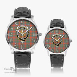 Scottish MacKintosh Ancient Family Crest Quartz Watch With Leather Strap - Tartan Watch Instafamous Quartz Leather Strap Plaid Watch Scottish Plaid Tartan Plaid - ScotsTee - scotstee.com