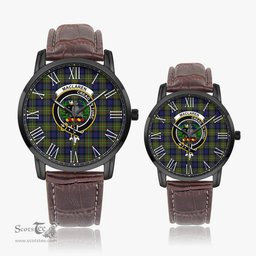 Scottish MacLaren Modern Family Crest Quartz Watch With Leather Strap - Tartan Watch Instafamous Quartz Leather Strap Plaid Watch Scottish Plaid Tartan Plaid - ScotsTee - scotstee.com