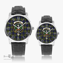 Scottish MacLaren Modern Family Crest Quartz Watch With Leather Strap - Tartan Watch Instafamous Quartz Leather Strap Plaid Watch Scottish Plaid Tartan Plaid - ScotsTee - scotstee.com