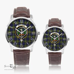 Scottish MacLaren Modern Family Crest Quartz Watch With Leather Strap - Tartan Watch Instafamous Quartz Leather Strap Plaid Watch Scottish Plaid Tartan Plaid - ScotsTee - scotstee.com