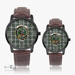 Scottish MacLaren Dress Family Crest Quartz Watch With Leather Strap - Tartan Watch Instafamous Quartz Leather Strap Plaid Watch Scottish Plaid Tartan Plaid - ScotsTee - scotstee.com