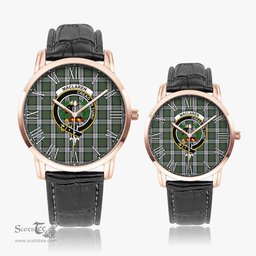 Scottish MacLaren Dress Family Crest Quartz Watch With Leather Strap - Tartan Watch Instafamous Quartz Leather Strap Plaid Watch Scottish Plaid Tartan Plaid - ScotsTee - scotstee.com