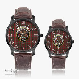 Scottish MacKinnon Family Crest Quartz Watch With Leather Strap - Tartan Watch Instafamous Quartz Leather Strap Plaid Watch Scottish Plaid Tartan Plaid - ScotsTee - scotstee.com