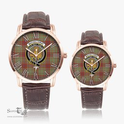 Scottish MacGillivray Hunting Ancient Family Crest Quartz Watch With Leather Strap - Tartan Watch Instafamous Quartz Leather Strap Plaid Watch Scottish Plaid Tartan Plaid - ScotsTee - scotstee.com