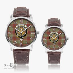 Scottish MacGillivray Hunting Ancient Family Crest Quartz Watch With Leather Strap - Tartan Watch Instafamous Quartz Leather Strap Plaid Watch Scottish Plaid Tartan Plaid - ScotsTee - scotstee.com