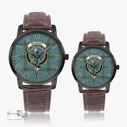 Scottish MacInnes Ancient Family Crest Quartz Watch With Leather Strap - Tartan Watch Instafamous Quartz Leather Strap Plaid Watch Scottish Plaid Tartan Plaid - ScotsTee - scotstee.com