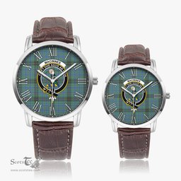Scottish MacInnes Ancient Family Crest Quartz Watch With Leather Strap - Tartan Watch Instafamous Quartz Leather Strap Plaid Watch Scottish Plaid Tartan Plaid - ScotsTee - scotstee.com