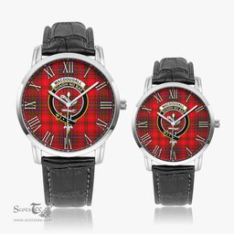 Scottish MacDougall Modern Family Crest Quartz Watch With Leather Strap - Tartan Watch Instafamous Quartz Leather Strap Plaid Watch Scottish Plaid Tartan Plaid - ScotsTee - scotstee.com