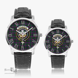 Scottish MacLachlan Hunting Family Crest Quartz Watch With Leather Strap - Tartan Watch Instafamous Quartz Leather Strap Plaid Watch Scottish Plaid Tartan Plaid - ScotsTee - scotstee.com