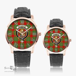 Scottish MacGregor Modern Family Crest Quartz Watch With Leather Strap - Tartan Watch Instafamous Quartz Leather Strap Plaid Watch Scottish Plaid Tartan Plaid - ScotsTee - scotstee.com