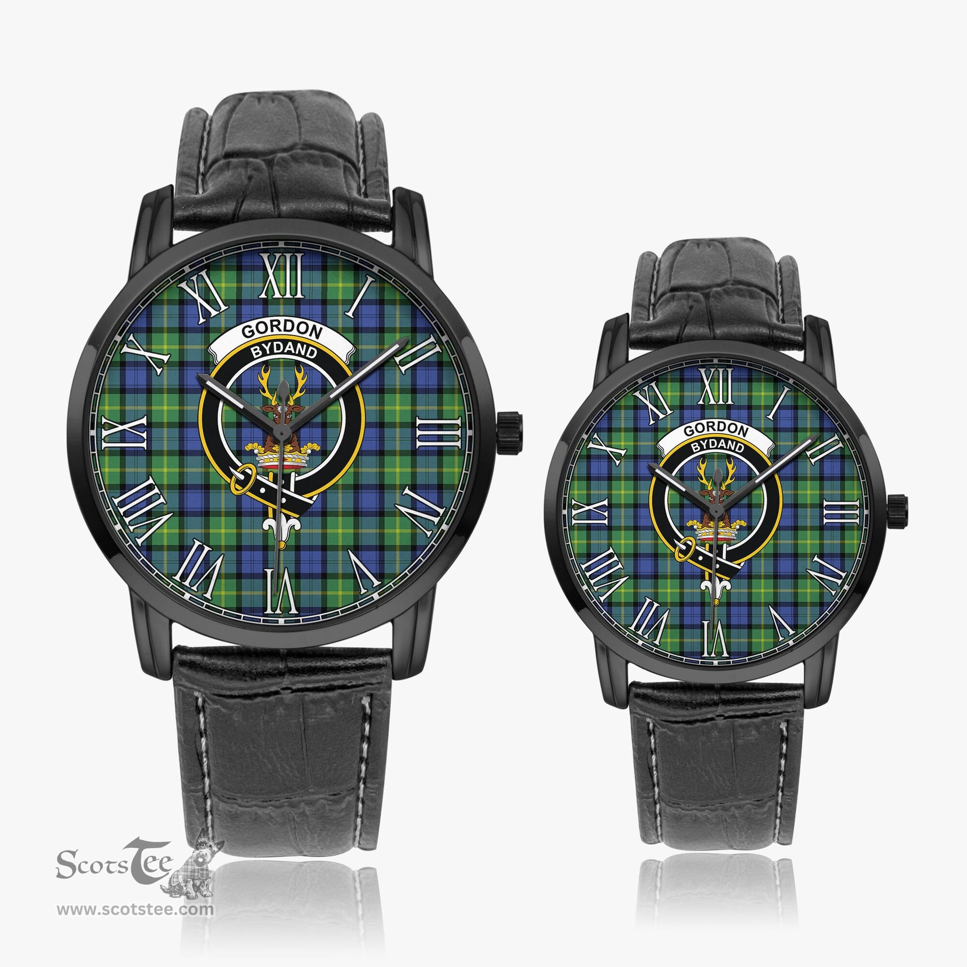 Scottish Gordon Old Ancient Family Crest Quartz Watch With Leather Strap - Tartan Watch Instafamous Quartz Leather Strap Plaid Watch Scottish Plaid Tartan Plaid - ScotsTee - scotstee.com