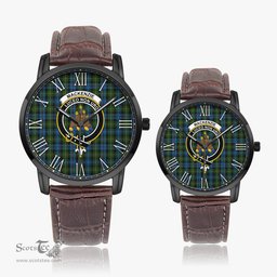 Scottish MacKenzie Family Crest Quartz Watch With Leather Strap - Tartan Watch Instafamous Quartz Leather Strap Plaid Watch Scottish Plaid Tartan Plaid - ScotsTee - scotstee.com