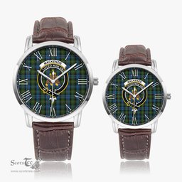 Scottish MacKenzie Family Crest Quartz Watch With Leather Strap - Tartan Watch Instafamous Quartz Leather Strap Plaid Watch Scottish Plaid Tartan Plaid - ScotsTee - scotstee.com