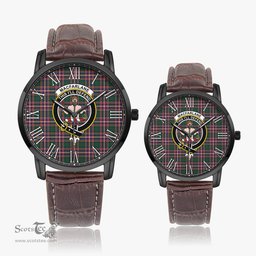 Scottish MacFarlane Hunting Modern Family Crest Quartz Watch With Leather Strap - Tartan Watch Instafamous Quartz Leather Strap Plaid Watch Scottish Plaid Tartan Plaid - ScotsTee - scotstee.com