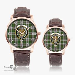 Scottish Hay White Dress Family Crest Quartz Watch With Leather Strap - Tartan Watch Instafamous Quartz Leather Strap Plaid Watch Scottish Plaid Tartan Plaid - ScotsTee - scotstee.com