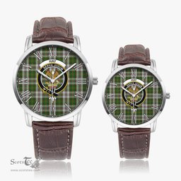 Scottish Hay White Dress Family Crest Quartz Watch With Leather Strap - Tartan Watch Instafamous Quartz Leather Strap Plaid Watch Scottish Plaid Tartan Plaid - ScotsTee - scotstee.com