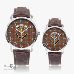 Scottish MacKintosh Hunting Weathered Family Crest Quartz Watch With Leather Strap - Tartan Watch Instafamous Quartz Leather Strap Plaid Watch Scottish Plaid Tartan Plaid - ScotsTee - scotstee.com