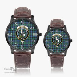 Scottish Hunter Ancient Family Crest Quartz Watch With Leather Strap - Tartan Watch Instafamous Quartz Leather Strap Plaid Watch Scottish Plaid Tartan Plaid - ScotsTee - scotstee.com