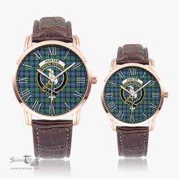 Scottish Hunter Ancient Family Crest Quartz Watch With Leather Strap - Tartan Watch Instafamous Quartz Leather Strap Plaid Watch Scottish Plaid Tartan Plaid - ScotsTee - scotstee.com