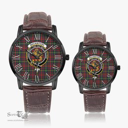 Scottish MacKintosh Hunting Modern Family Crest Quartz Watch With Leather Strap - Tartan Watch Instafamous Quartz Leather Strap Plaid Watch Scottish Plaid Tartan Plaid - ScotsTee - scotstee.com